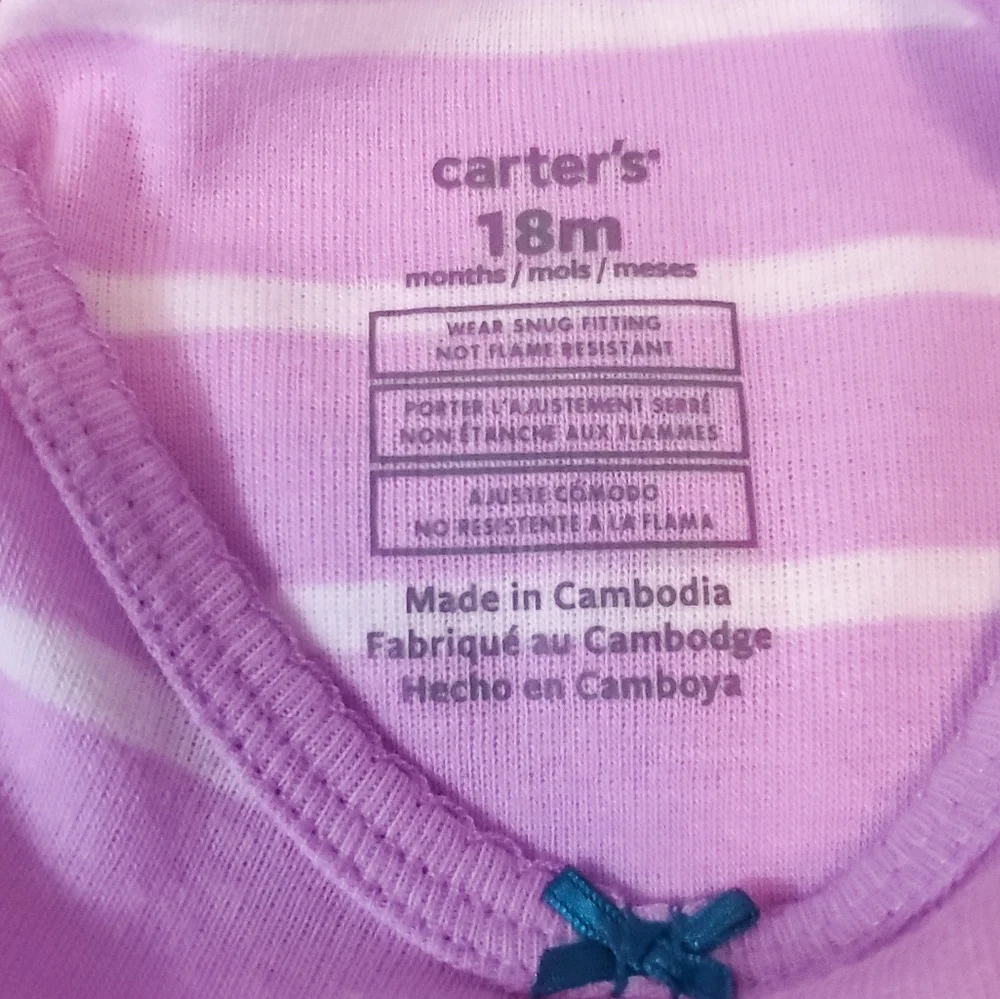 Carter's Cotton Striped Penguin Pajama Sleep Top